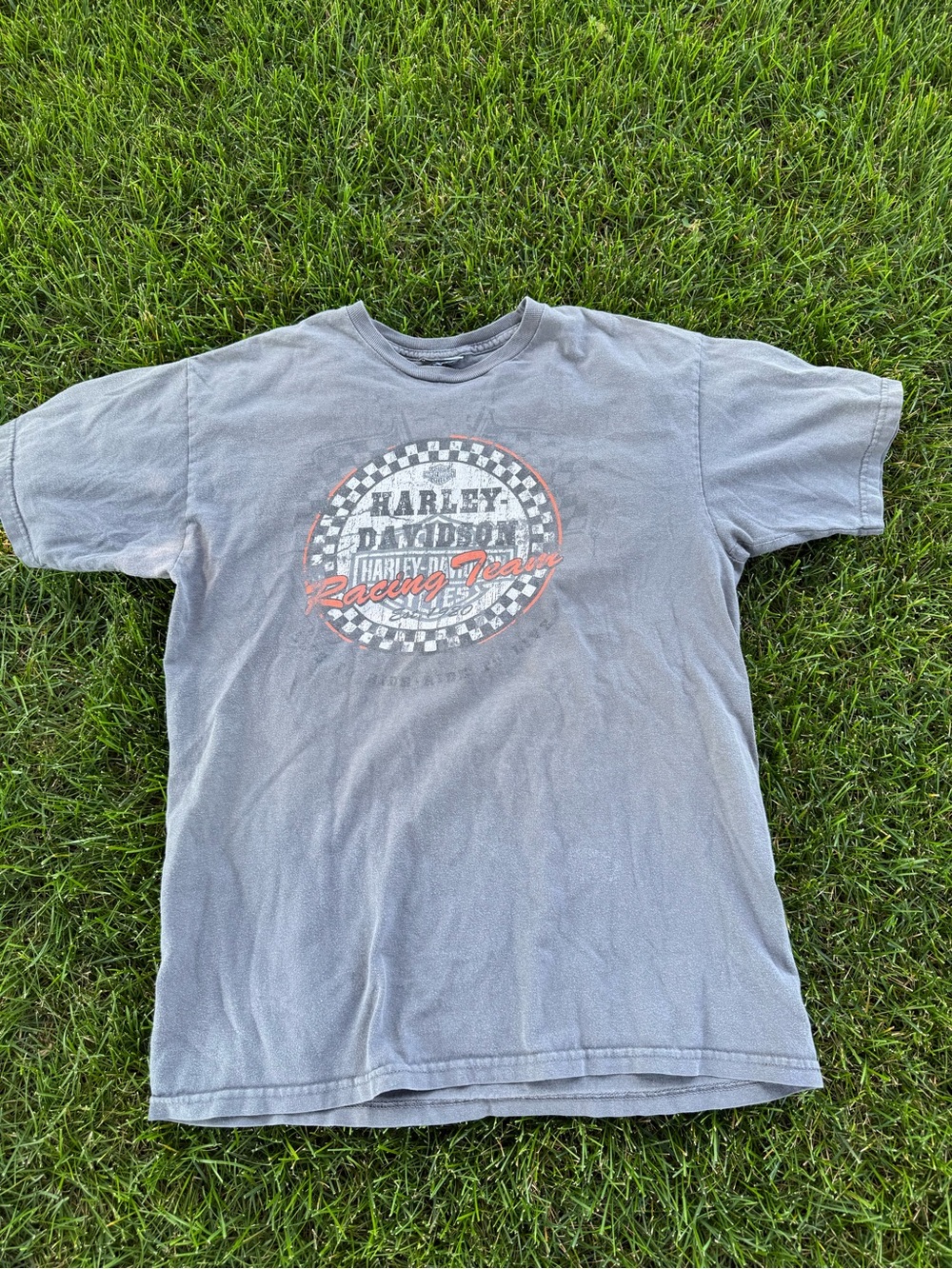 Harley-Davidson Gray Short Sleeve Racing Graphic Tee with Accents